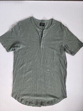 Goodlife Sun-Faded Slub Scallop Henley sage green made in usa Large
